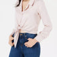 Love, Fire Juniors' Button-Front Tie-Hem Shirt Pink Size Medium