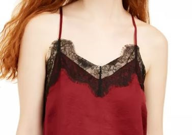 Love Fire Junior's Lace Trim Camisole Red Size Medium