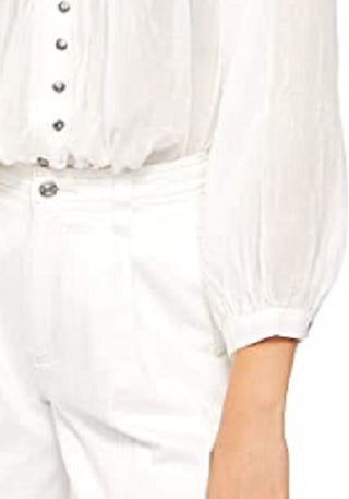 Free People Women's Cool Meadow Cotton Peasant Blouse White Size Medium