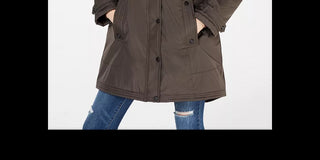 Madden Girl Juniors' Hooded Faux-Fur-Trim Parka Green Size Extra Large