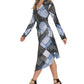 DKNY Women's Printed Faux Wrap Dress Blue Size X-Small
