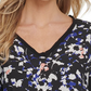 DKNY Women's Mixed-Media V-Neck Top Black Size Large