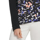 DKNY Women's Mixed-Media V-Neck Top Black Size Large
