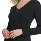 DKNY Women's Metallic-Threaded Embellished Sweater Black Size Extra Small