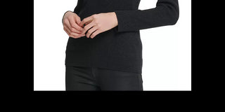 DKNY Women's Metallic-Threaded Embellished Sweater Black Size Extra Small