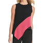 DKNY Women's Asymmetrical Colorblocked Top Black Size X-Large