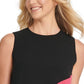 DKNY Women's Asymmetrical Colorblocked Top Black Size X-Large