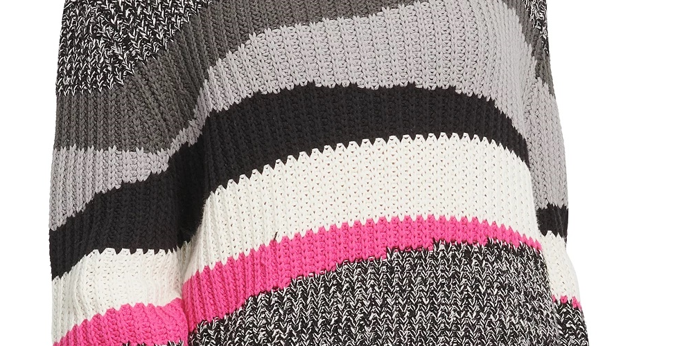 DKNY Women's Colorblocked Crewneck Sweater Gray Size Large