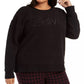 Calvin Klein Women's Performance Plus Size Embroidered Sherpa Sweatshirt Black Size 1X