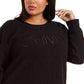 Calvin Klein Women's Performance Plus Size Embroidered Sherpa Sweatshirt Black Size 1X