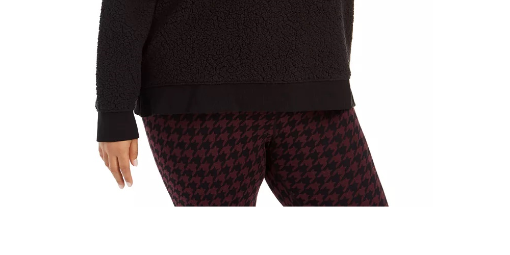 Calvin Klein Women's Performance Plus Size Embroidered Sherpa Sweatshirt Black Size 1X