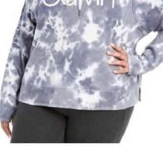 Calvin Klein Women's Performance Plus Size Tie-Dyed Active Hoodie Gray Size 1X