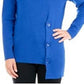 NY Women's Collection Petite Asymmetrical Button-Hem Sweater Med Blue Size Petite Small