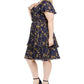 Teeze Me Junior's Plus Printed Belted Fit & Flare Dress Navy Size 16