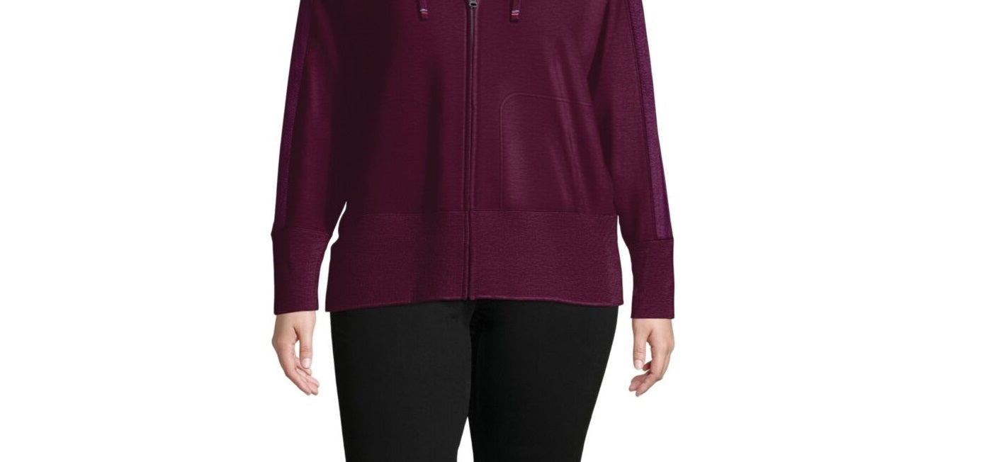 Champion Plus Women's Size Heritage Herringbone-Accent Zip Hoodie Darkpurple Size 2X