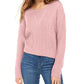 Crave Fame Women's Lace-Up Back Cable Sweater Pink Size Large