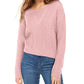 Crave Fame Women's Lace Up Back Cable Sweater Pink Size X-Large