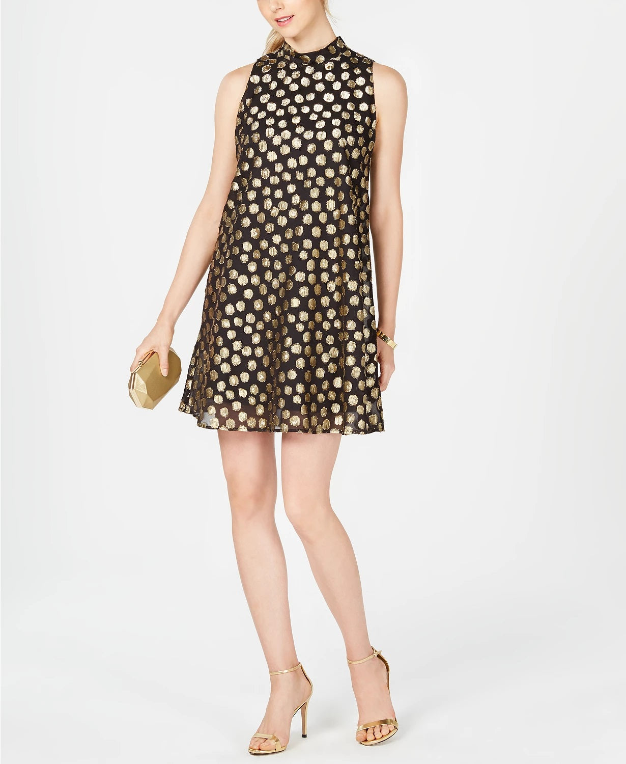 Robbie Bee Women's Polka Dot Trapeze Dress Black Size 10 Petite