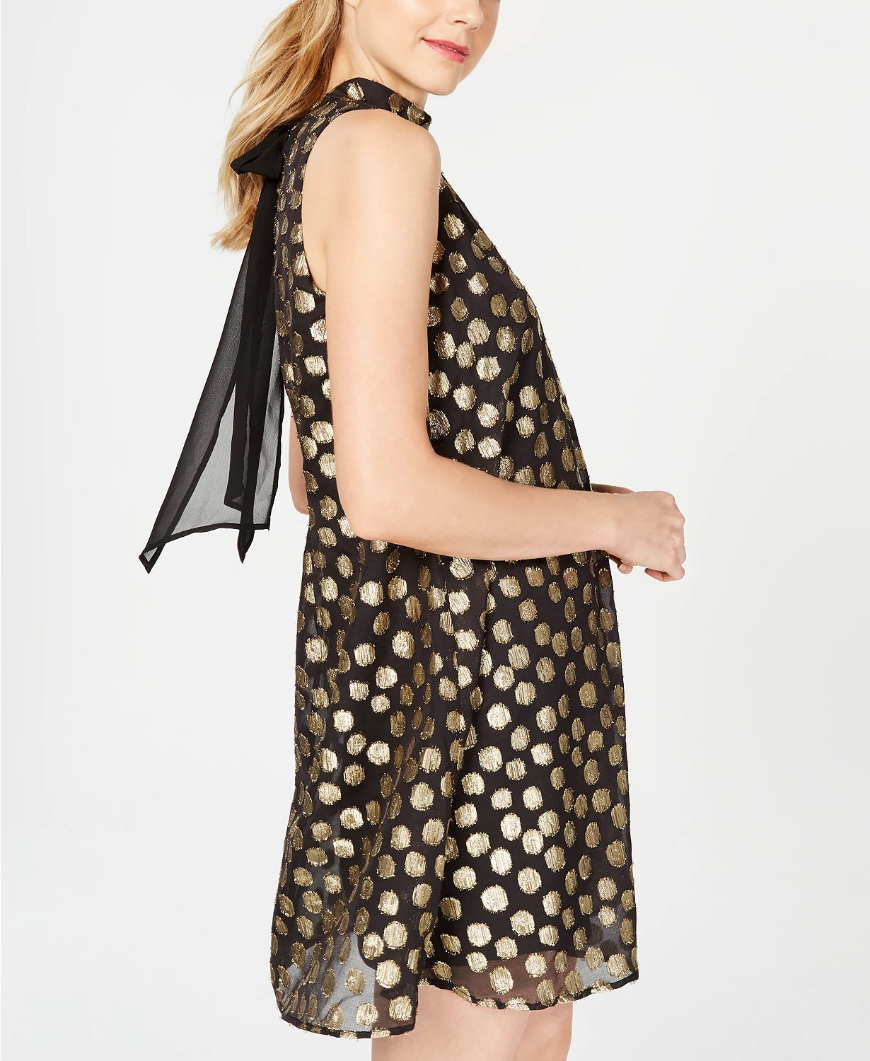 Robbie Bee Women's Polka Dot Trapeze Dress Black Size 10 Petite