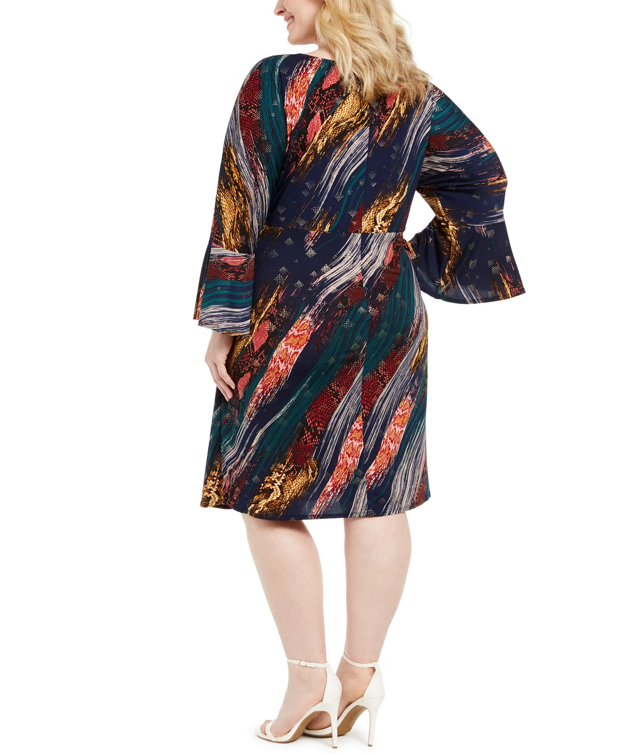 Robbie Bee Women's Plus Size Printed Tie-Side Dress Purple Size 2X