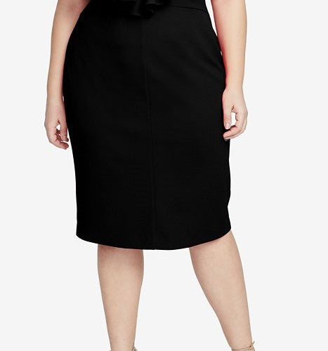 Rachel Rachel Roy Women's Trendy Plus Size Marcella Flounce Cold-Shoulder Dress Black Size 20