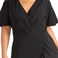 Rachel Roy Women's Plus Scuba Crepe Faux Wrap Dress Black Size 18W