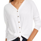 Ultra Flirt Juniors' Cozy Ribbed Tie-Front Top White Size Medium