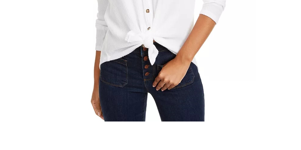 Ultra Flirt Juniors' Cozy Ribbed Tie-Front Top White Size Medium