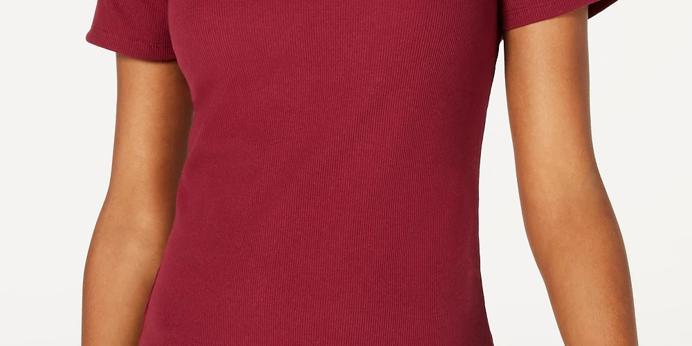 Ultra Flirt Junior's Crewneck Baby T-Shirt Dark Red Size Small