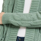 Ultra Flirt Juniors' Mixed-Knit Chenille Cardigan Dark Green Size Large