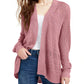 Ultra Flirt Juniors' Mixed-Knit Chenille Cardigan Pink Size X-Small