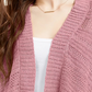 Ultra Flirt Juniors' Mixed-Knit Chenille Cardigan Pink Size X-Small