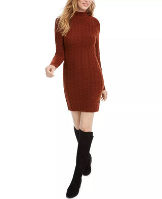 Kit & Sky Women's Cable Knit Sweater Dress Brown Size Medium