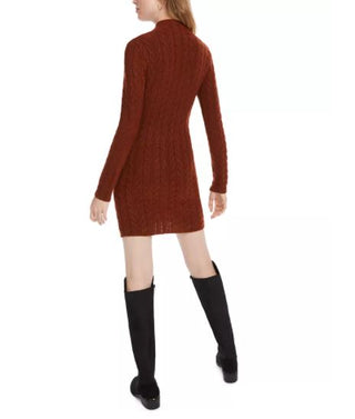 Kit & Sky Women's Cable Knit Sweater Dress Brown Size Medium