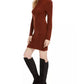 Kit & Sky Women's Cable Knit Sweater Dress Brown Size Medium