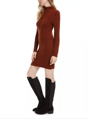 Kit & Sky Women's Cable Knit Sweater Dress Brown Size Medium