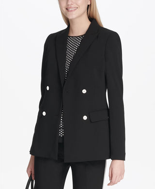 Calvin Klein Women's Scuba Double-Breasted Jacket Black Size 6