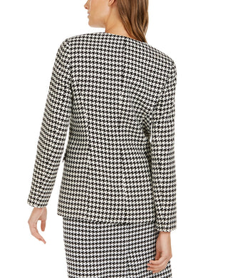 Calvin Klein Women's  Houndstooth Print Single-Button Blazer Gray Size 14