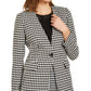 Calvin Klein Women's  Houndstooth Print Single-Button Blazer Gray Size 14