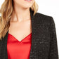 Calvin Klein Women's Metallic Tweed Open-Front Blazer Black Size 8