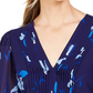 Calvin Klein Women's Floral Printed Pintuck-Pleated Blouse Blue Size Small