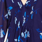 Calvin Klein Women's Floral Printed Pintuck-Pleated Blouse Blue Size Small