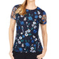 Calvin Klein Women's Floral Embroidered Mesh Top Blue Size Medium