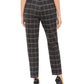Calvin Klein Women's Plaid Tie-Waist Slim Fit Pants Silver Size 10