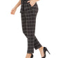 Calvin Klein Women's Plaid Tie-Waist Slim Fit Pants Silver Size 10