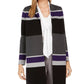 Calvin Klein Women's Striped Open-Front Cardigan Gray Size Large