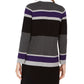 Calvin Klein Women's Striped Open-Front Cardigan Gray Size Large
