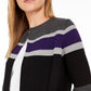 Calvin Klein Women's Striped Open-Front Cardigan Gray Size Large