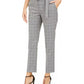 Calvin Klein Women's Windowpane-Print Belted Pants Gray Size 12