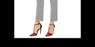 Calvin Klein Women's Windowpane-Print Belted Pants Gray Size 12